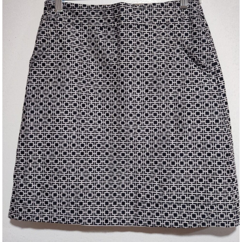 Banana Republic Women Silk Cotton Blend Geometric Blue/ White Size 2 skirt Midi